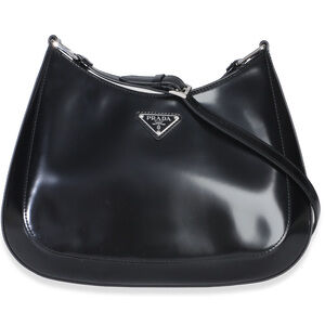 Prada Black Spazzolato Large Cleo Shoulder Bag